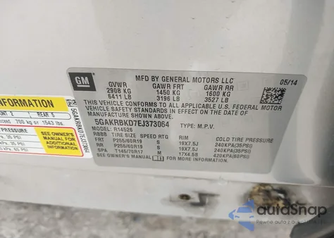 2014 Buick Enclave from USA, damaged, VIN 5GAKRBKD7EJ373064